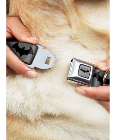 DC Comics Justice League Retro Bat Logo Gray Black Seatbelt Buckle Pet Collar $8.96 Pet Collars