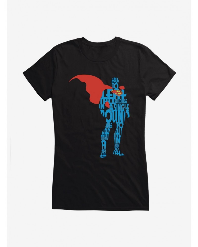 DC Comics Superman Comic Script Silhouette Girls T-Shirt $11.45 T-Shirts