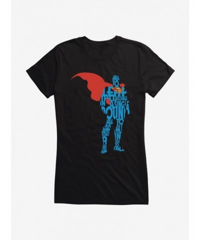 DC Comics Superman Comic Script Silhouette Girls T-Shirt $11.45 T-Shirts