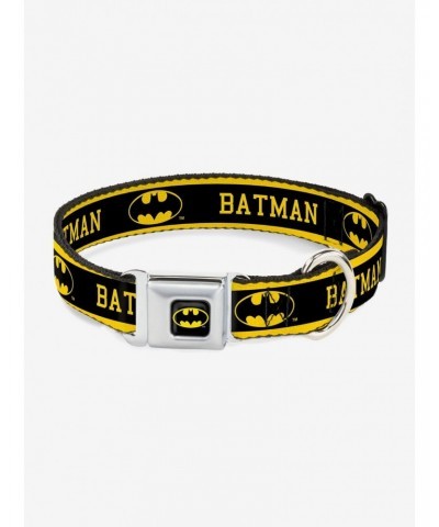 DC Comics Justice League Batman Logo Stripe Seatbelt Buckle Pet Collar $10.96 Pet Collars