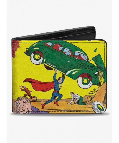 DC Comics Classic Action Comics Issue 1 Superman Lifting Car Cover Pose Bifold Wallet $6.27 Wallets