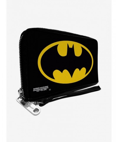 DC Comics Batman Bat Logo Black Yellow Zip Around Rectangle Wallet $12.36 Wallets