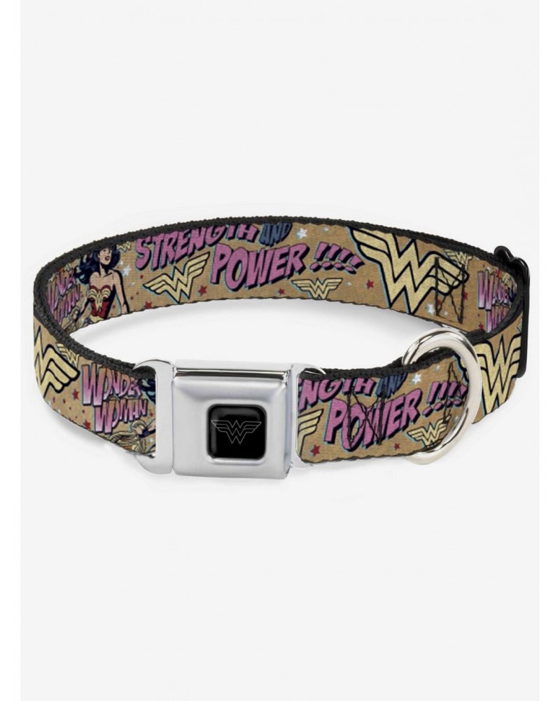 DC Comics Justice League Wonder Woman Strength Power Seatbelt Buckle Dog Collar $11.45 Pet Collars
