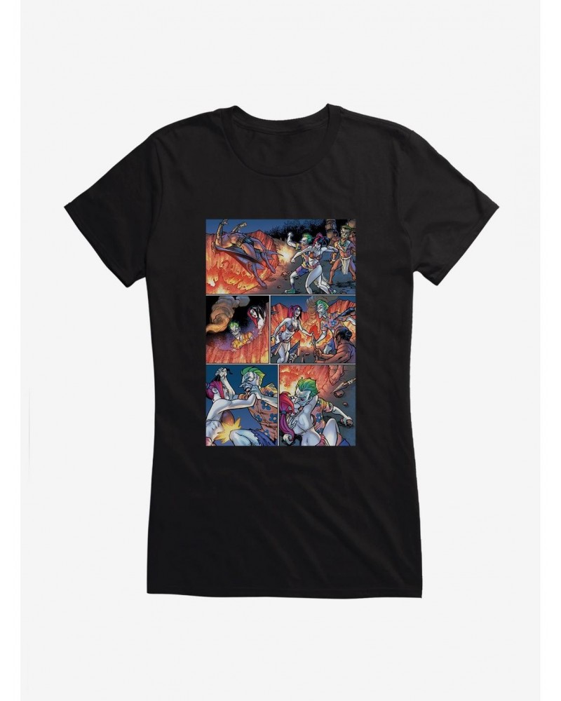 DC Comics Batman The Joker And Harley Fight Comic Strip Girls T-Shirt $11.21 T-Shirts