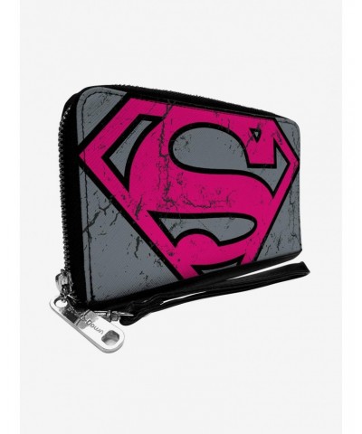 DC Comics Superman Shield Close Up Weathered Zip Around Rectangle Wallet $11.12 Wallets