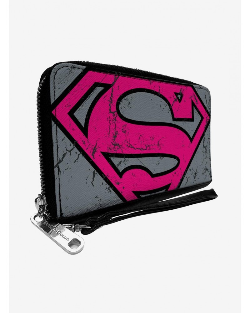 DC Comics Superman Shield Close Up Weathered Zip Around Rectangle Wallet $11.12 Wallets