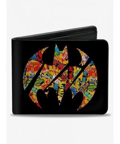 DC Comics Bat Signal Black Multi Color Logos Stacked Bifold Wallet $7.32 Wallets