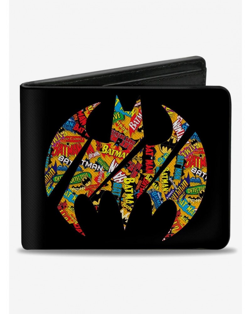 DC Comics Bat Signal Black Multi Color Logos Stacked Bifold Wallet $7.32 Wallets