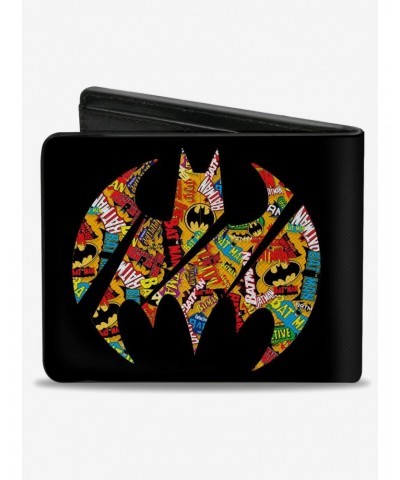 DC Comics Bat Signal Black Multi Color Logos Stacked Bifold Wallet $7.32 Wallets