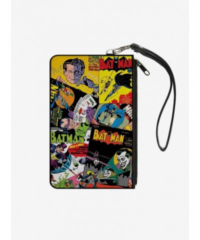 DC Comics Retro Batman 6 Comic Book Covers Stacked Wallet Canvas Zip Clutch $7.18 Clutches