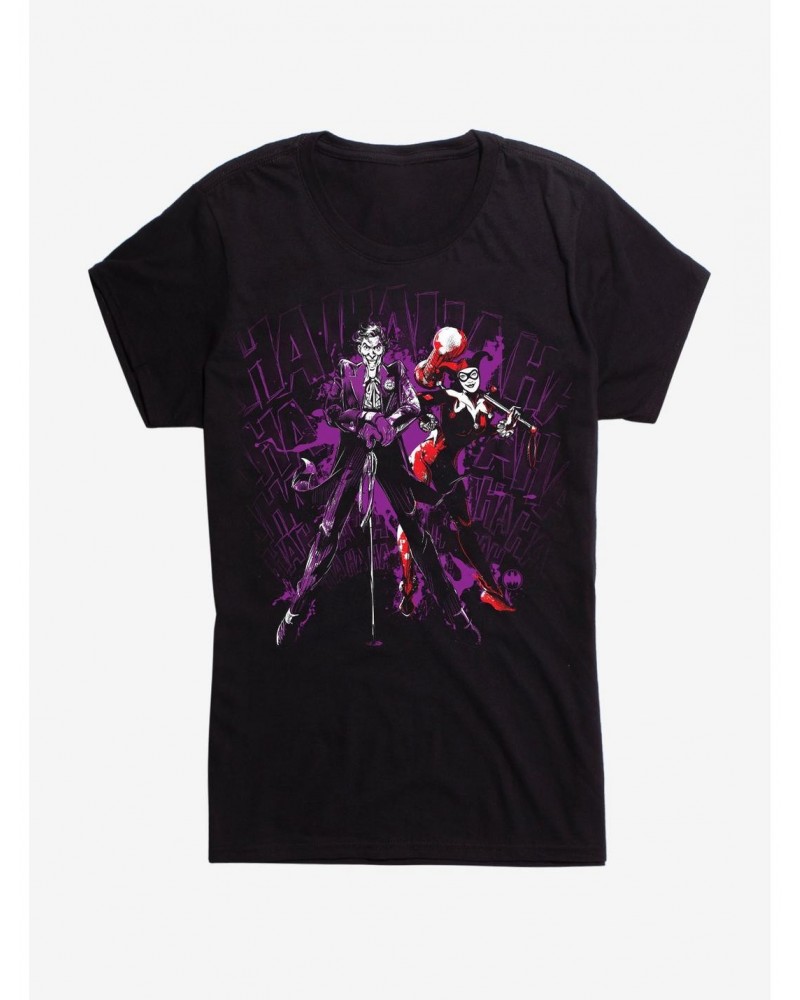 DC Comics Batman Harley Quinn And The Joker Laugh Girls T-Shirt $10.71 T-Shirts