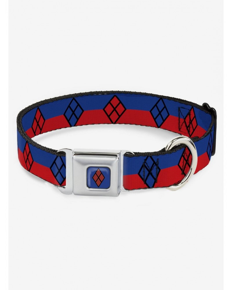 DC Comics Harley Quinn Diamond Stripe Seatbelt Buckle Dog Collar $10.96 Pet Collars