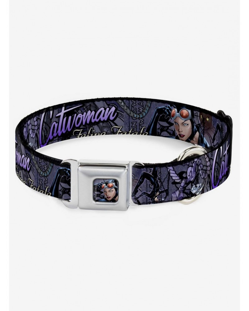 DC Comics Catwoman Nine Lives of A Feline Fatale Pose Purple Seatbelt Buckle Dog Collar $7.47 Pet Collars