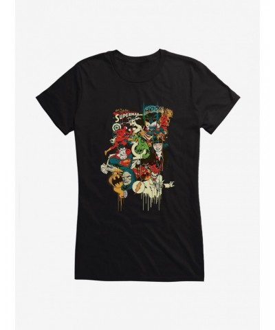 DC Comics Batman Superheroes Collage Girls T-Shirt $9.21 T-Shirts
