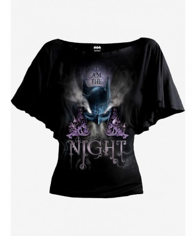 DC Comics Batman I Am The Night Boat Neck Bat Sleeve Top $13.82 Tops