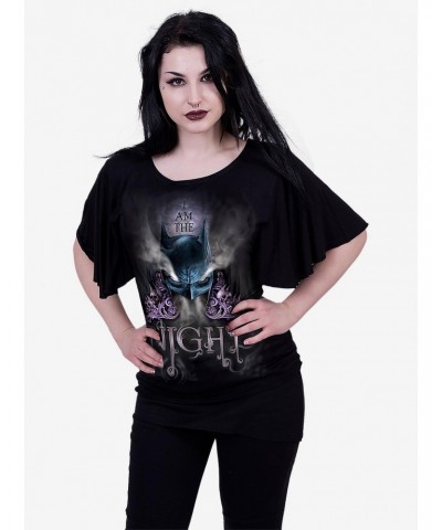 DC Comics Batman I Am The Night Boat Neck Bat Sleeve Top $13.82 Tops