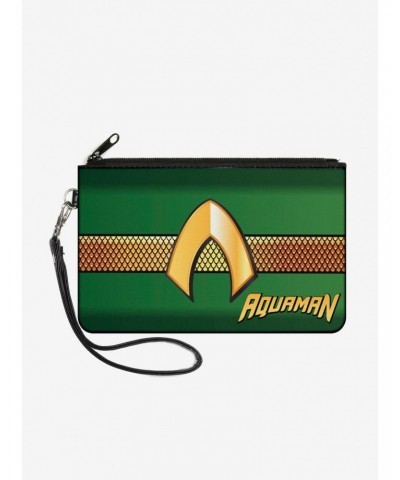 DC Comics Aquaman Classic Icon Scales Stripe Wallet Canvas Zip Clutch $6.99 Clutches