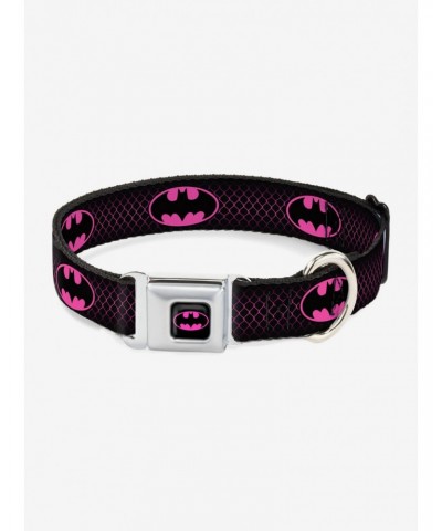 DC Comics Justice League Batman Shield Chainlink Seatbelt Buckle Pet Collar $8.47 Pet Collars