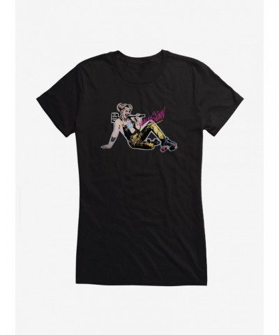 DC Comics Birds Of Prey Harley Quinn Hammer Pose Girls T-Shirt $8.72 T-Shirts