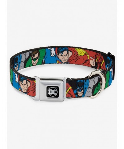 DC Comics Justice League Superheroes Close Up New Seatbelt Buckle Dog Collar $10.46 Pet Collars