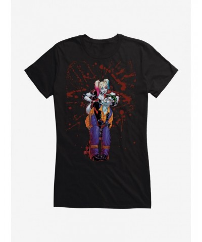 DC Comics Batman Harley Quinn The Joker Splatter Girls T-Shirt $7.72 T-Shirts