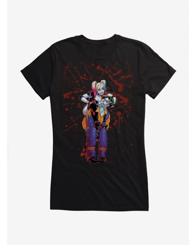 DC Comics Batman Harley Quinn The Joker Splatter Girls T-Shirt $7.72 T-Shirts