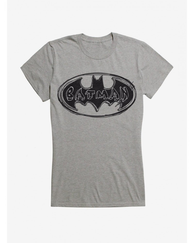 DC Comics Batman Sketch Logo Girls T-Shirt $11.21 T-Shirts