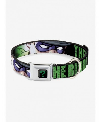 DC Comics Batman The Riddler Face Seatbelt Buckle Pet Collar $11.95 Pet Collars