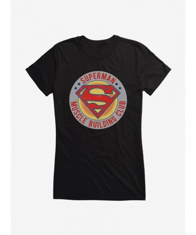 DC Comics Superman Muscle Building Club Girls T-Shirt $7.47 T-Shirts