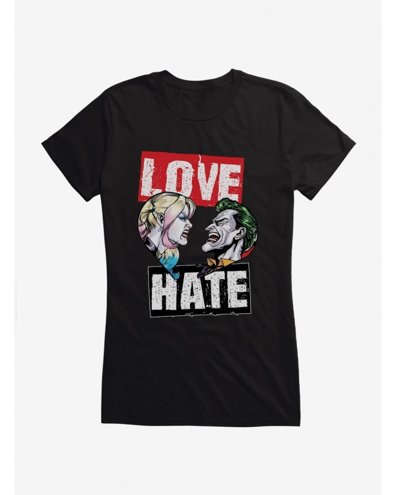 DC Comics Batman Harley Quinn The Joker Love Hate Girls T-Shirt $11.21 T-Shirts