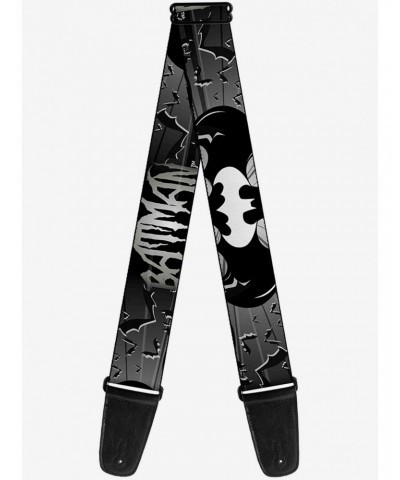 DC Comics Batman Flying Bats Black White Guitar Strap $9.21 Guitar Straps