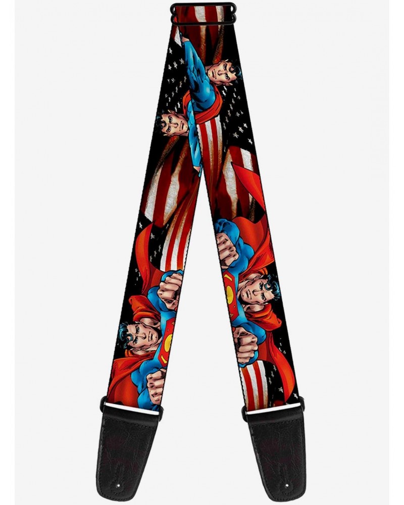 DC Comics Superman Poses American Flag Guitar Strap $7.72 Guitar Straps