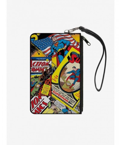 DC Comics Classic Action Comics And Superman Comic Book Covers Stacked Wallet Canvas Zip Clutch $6.62 Clutches