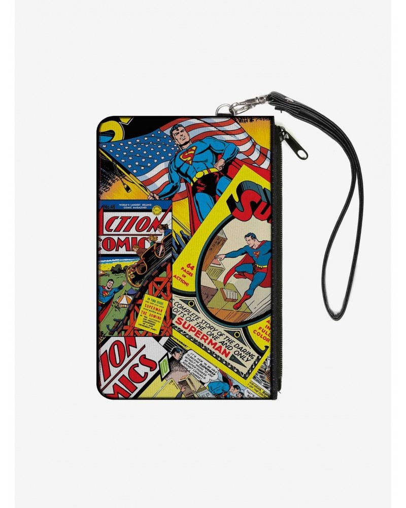 DC Comics Classic Action Comics And Superman Comic Book Covers Stacked Wallet Canvas Zip Clutch $6.62 Clutches