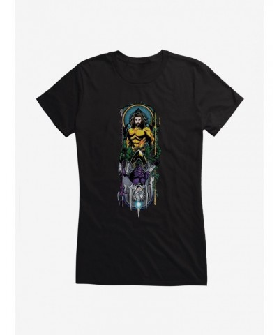 DC Comics Aquaman Classic Costume Mural Girls T-Shirt $8.47 T-Shirts