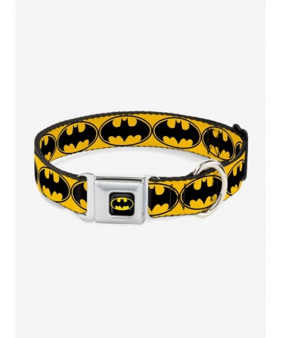DC Comics Justice League Bat Signal 3 Yellow Black Yellow Seatbelt Buckle Pet Collar $10.71 Pet Collars