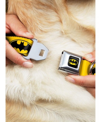 DC Comics Justice League Bat Signal 3 Yellow Black Yellow Seatbelt Buckle Pet Collar $10.71 Pet Collars