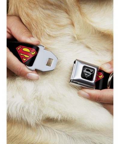 DC Comics Justice League Superman Shield Black Seatbelt Buckle Dog Collar $10.96 Pet Collars