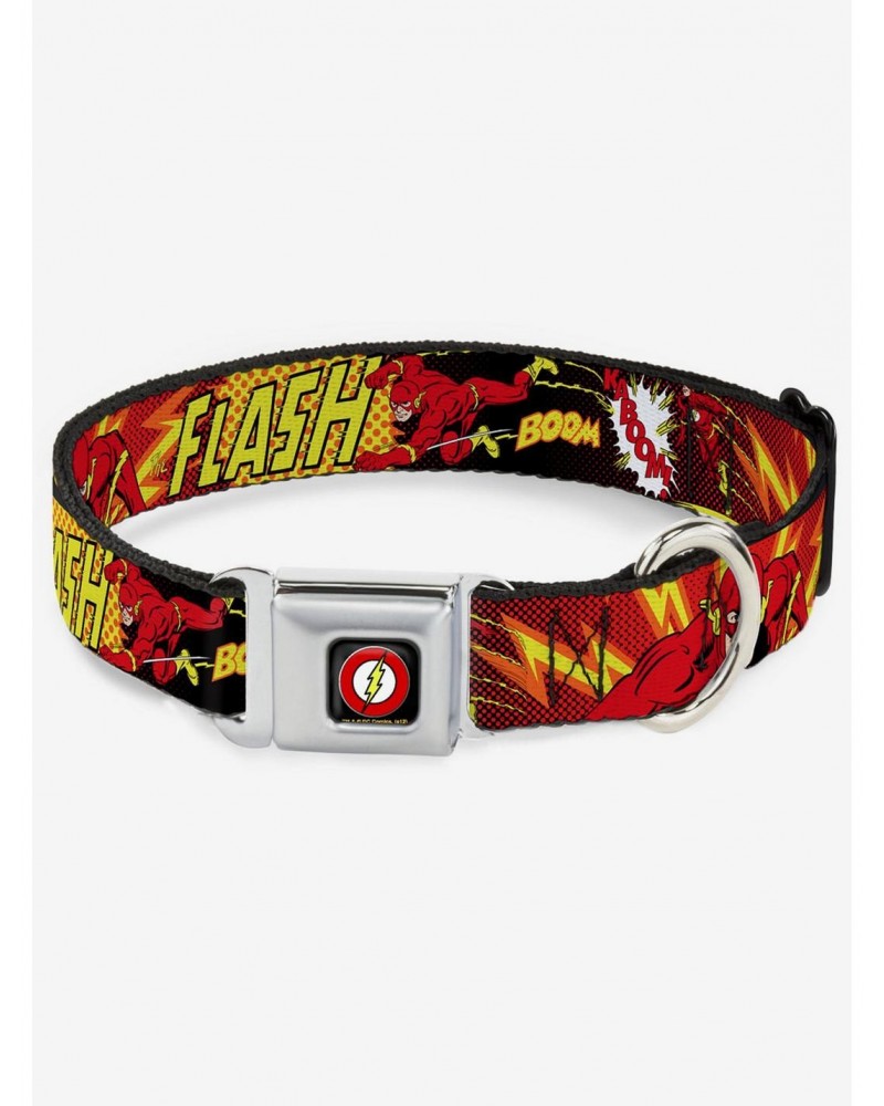 DC Comics Justice League The Flash Boom Kaboom Seatbelt Buckle Dog Collar $11.95 Pet Collars