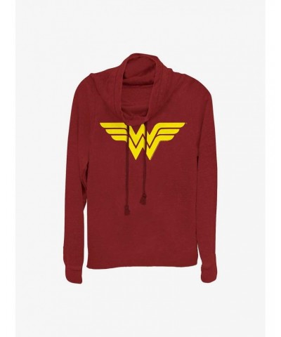 DC Comics Wonder Woman One Color Logo Girls Cowl Neck Long Sleeve Top $17.51 Tops