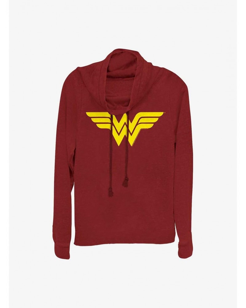 DC Comics Wonder Woman One Color Logo Girls Cowl Neck Long Sleeve Top $17.51 Tops