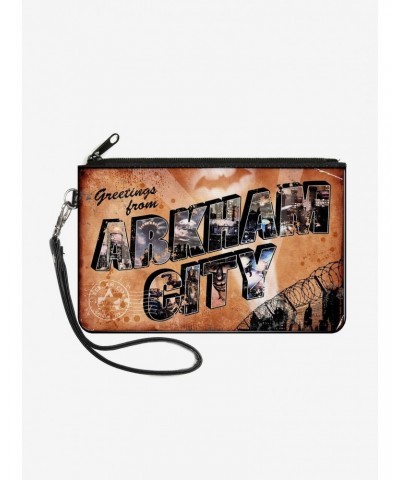 DC Comics Batman Greetings From Arkham City Postcard City Scenes Wallet Canvas Zip Clutch $9.45 Clutches