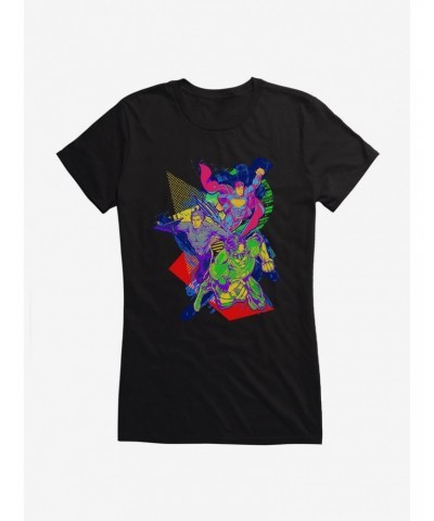 DC Comics Justice League Group 90s Art Girls T-Shirt $9.46 T-Shirts