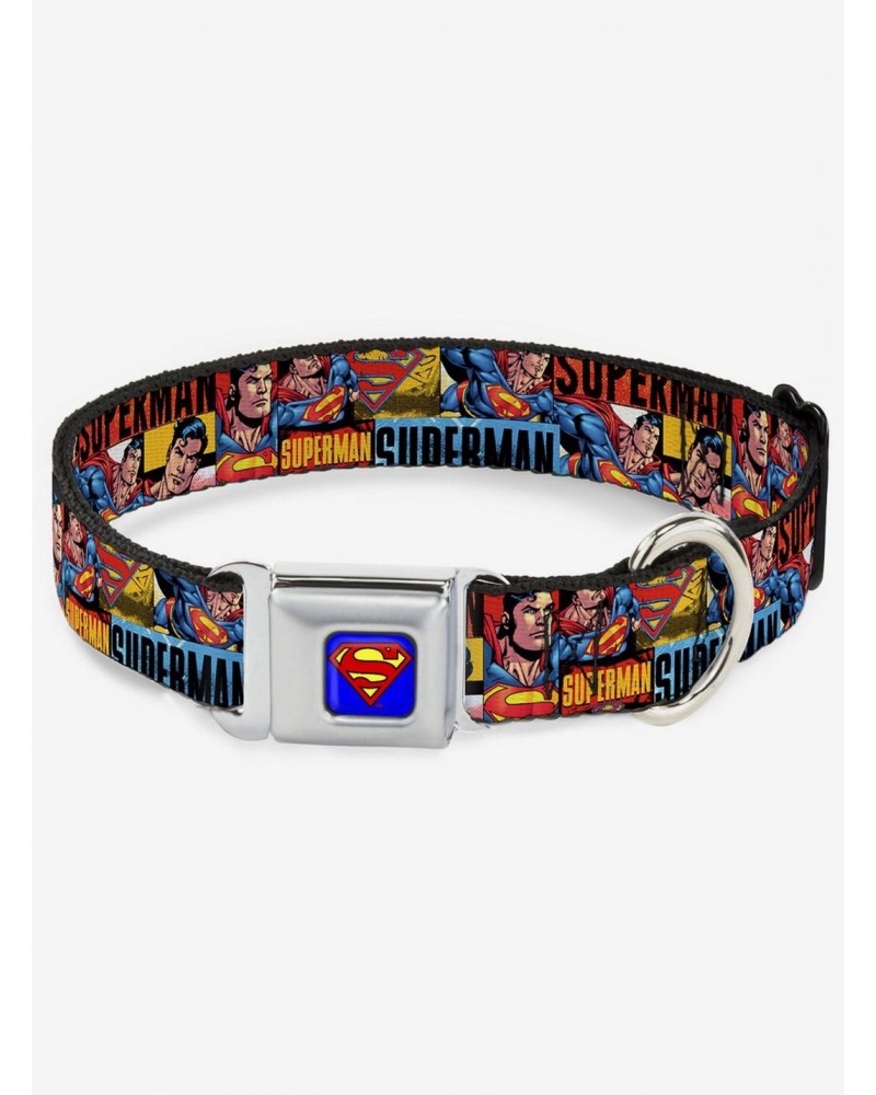 DC Comics Justice League Superman Action Blocks Seatbelt Buckle Dog Collar $9.71 Pet Collars