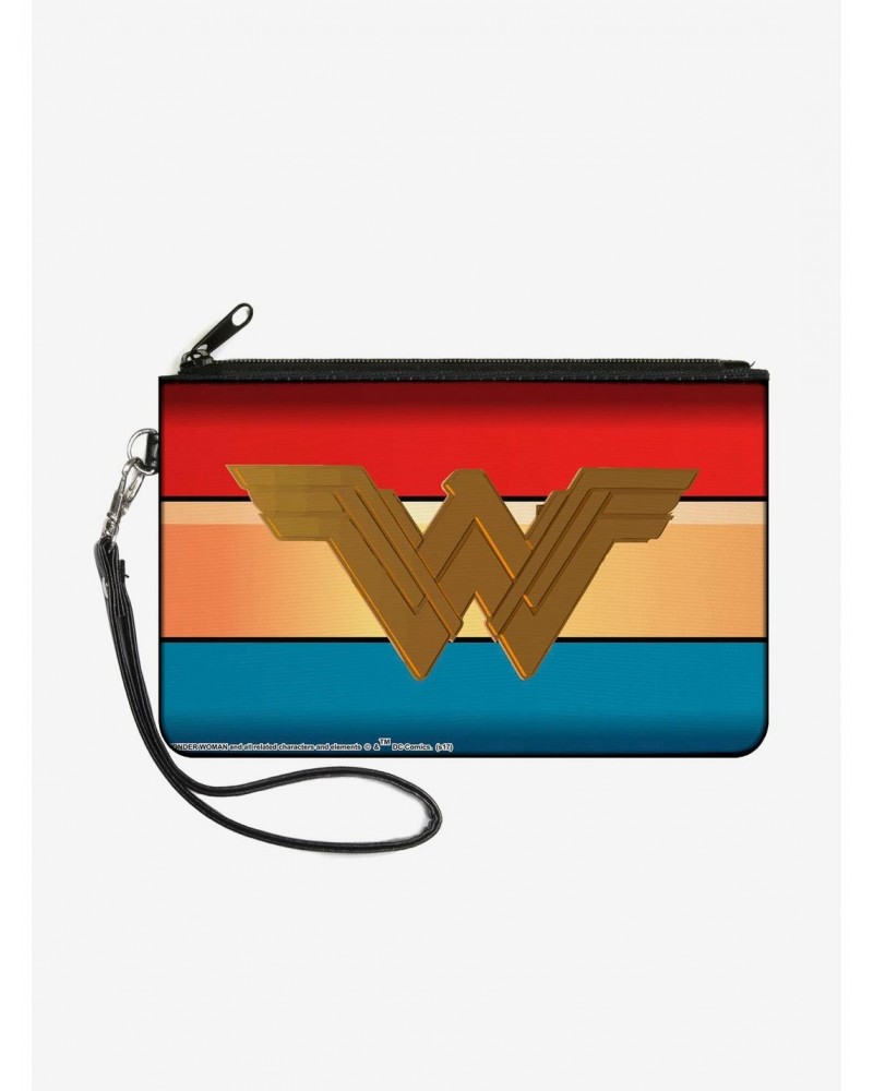 DC Comics Wonder Woman Icon Stripe Wallet Canvas Zip Clutch $6.62 Clutches