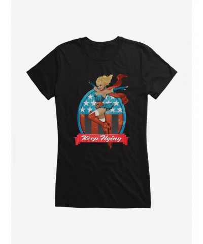 DC Comics Bombshells Supergirl Keep Flying Girls T-Shirt $8.96 T-Shirts