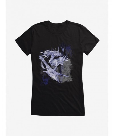 DC Comics Aquaman Icon Sketches Girls T-Shirt $10.21 T-Shirts