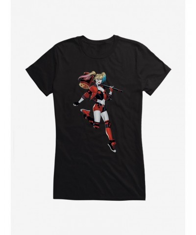 DC Comics Batman Harley Quinn Jumping Pose Girls T-Shirt $9.71 T-Shirts